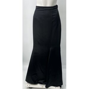 Badgley Mischka Black Silk Blend Fishtail Maxi Skirt sz 4